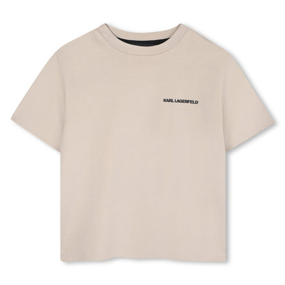 Kids beige short sleeve t-shirt with bold back graphic print Karl Lagerfeld Kids