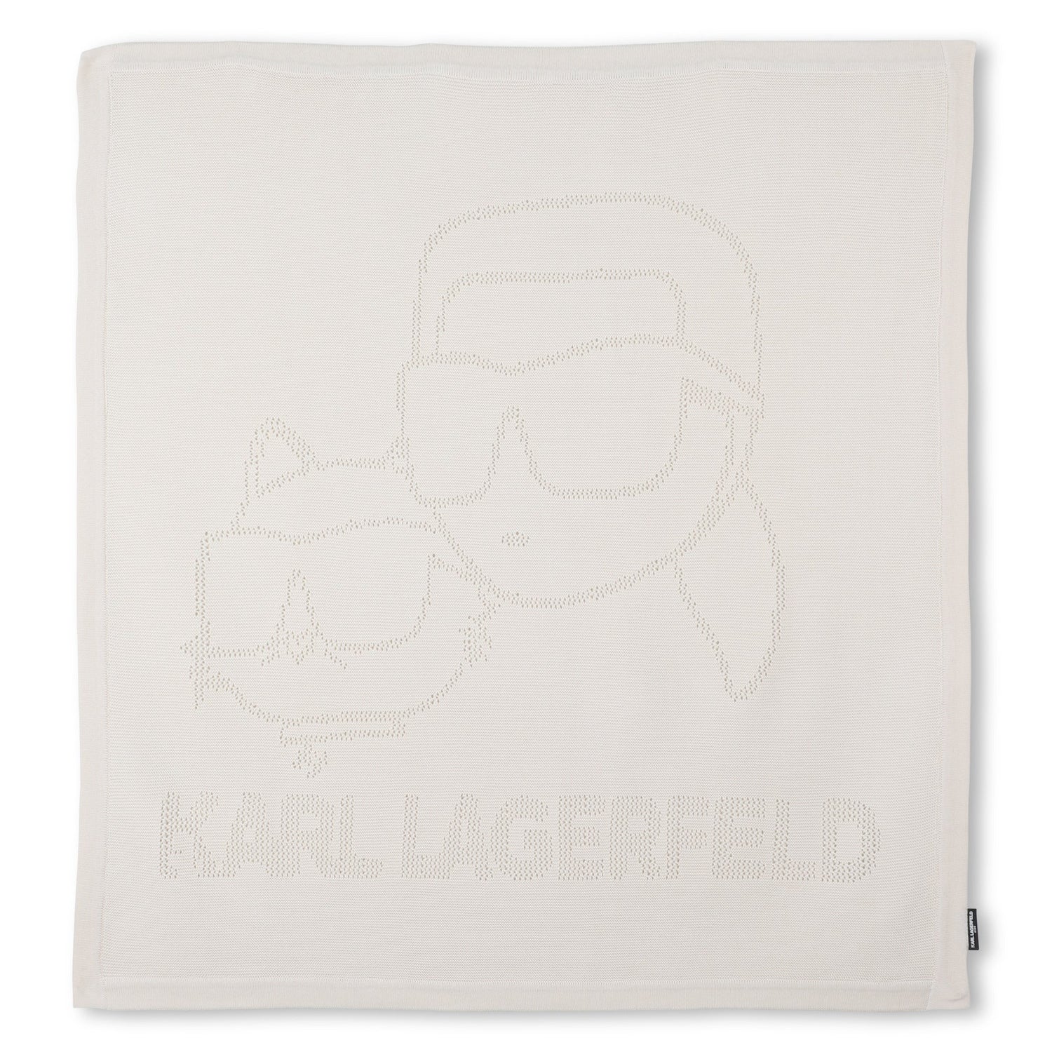 Cotton Knit Baby Blanket with Logo Design, Ivory Karl Lagerfeld Kids