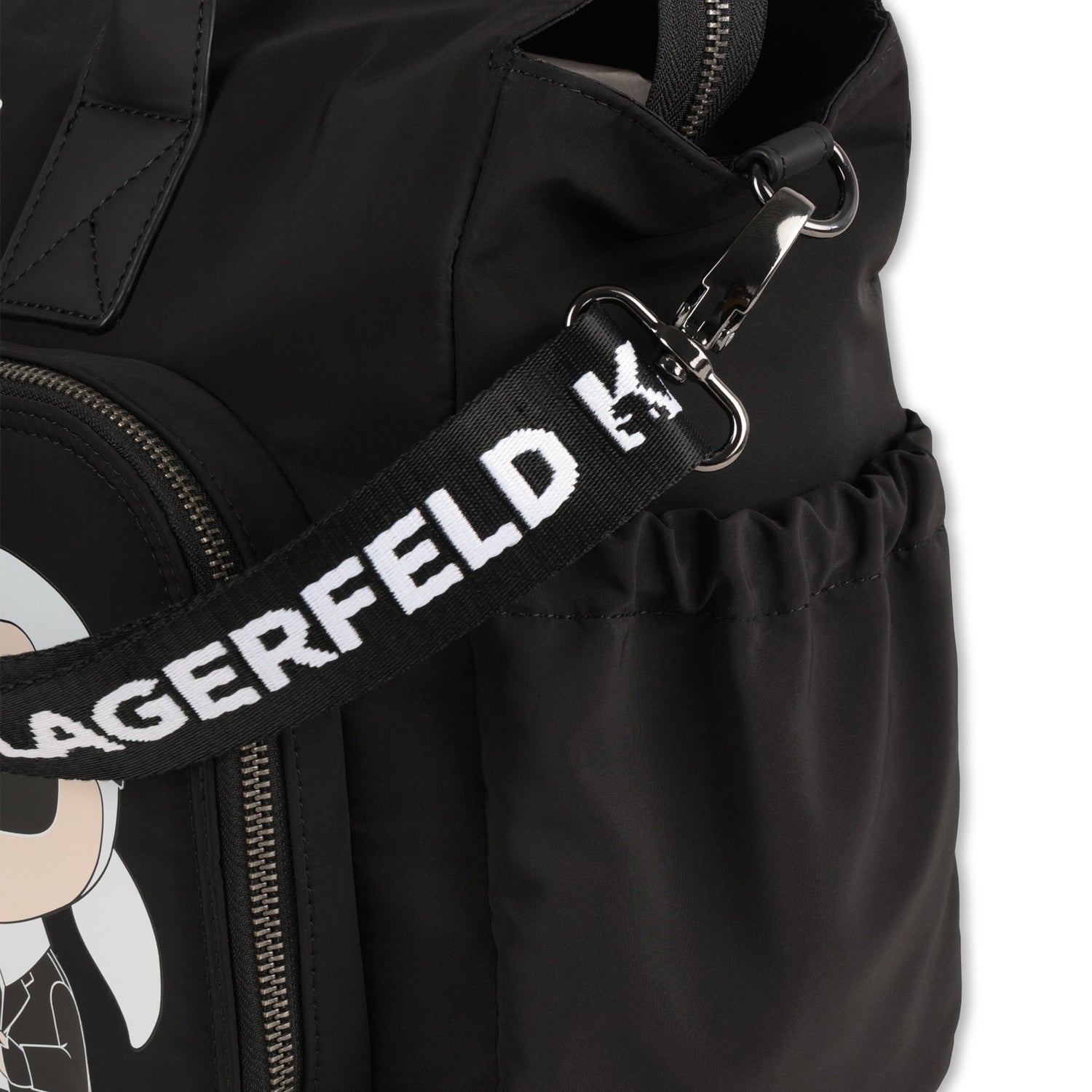 Black Changing Bag with Karl and Choupette Print Karl Lagerfeld Kids