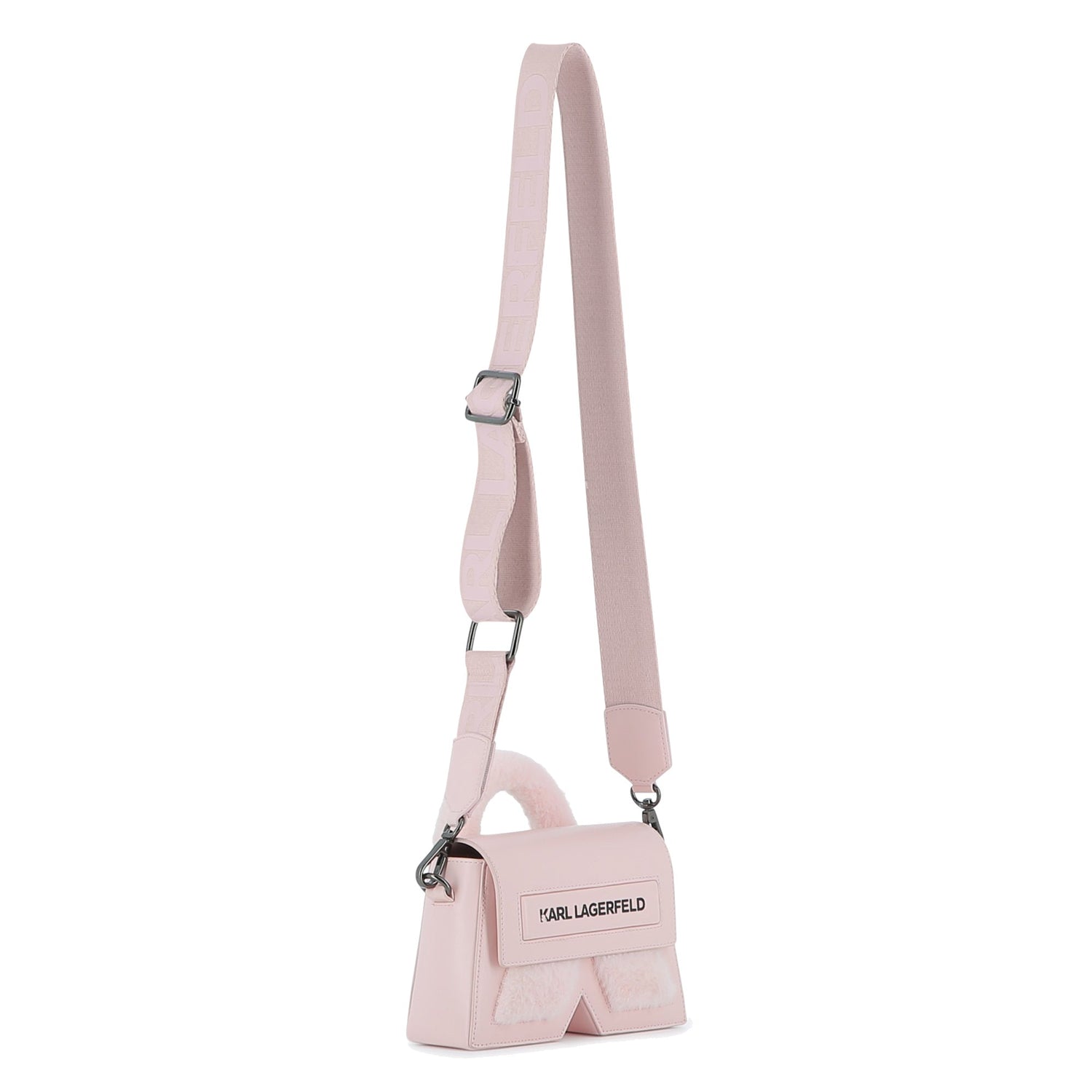 Mini Crossbody Bag with Faux Fur Detail, Light Pink Karl Lagerfeld Kids