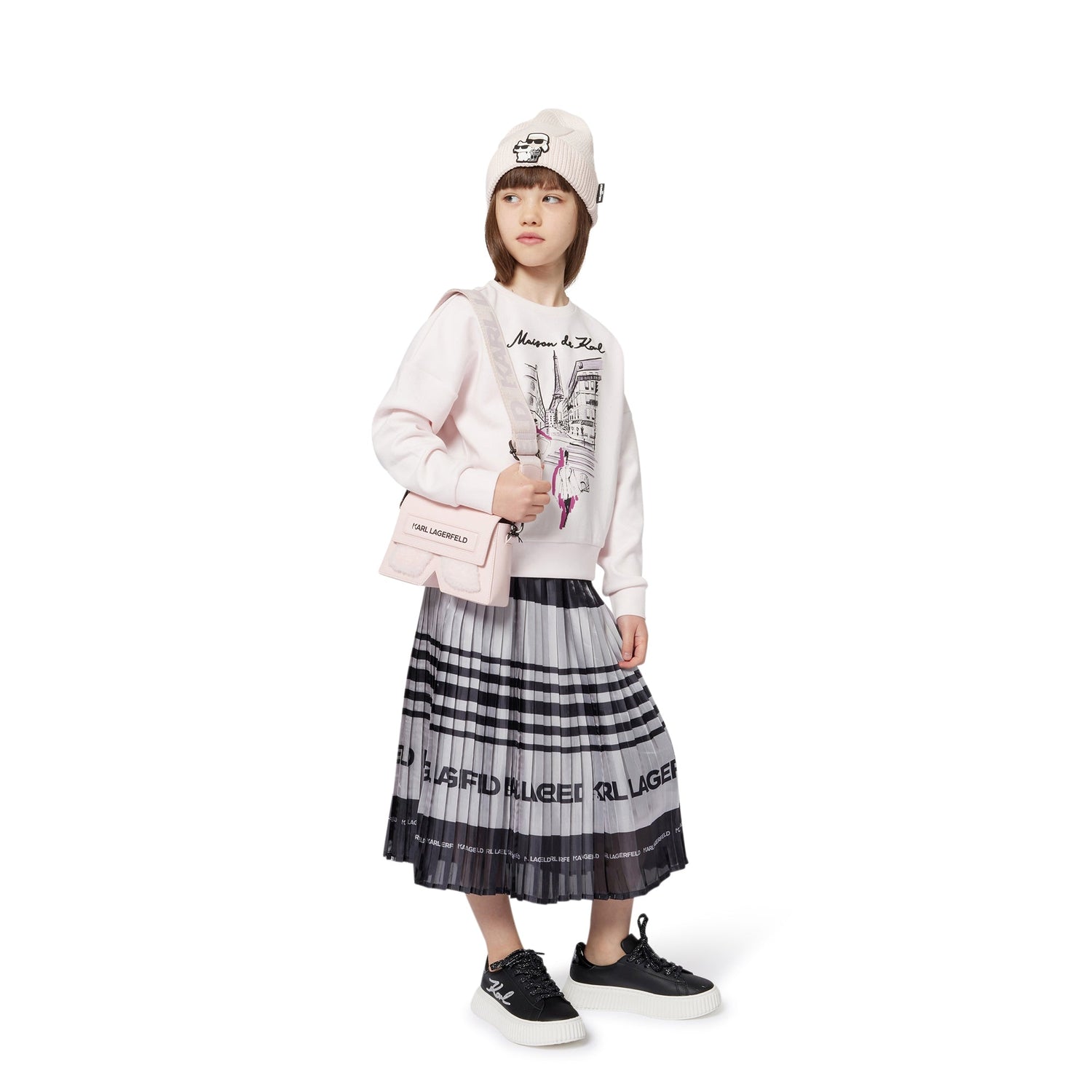 Mini Crossbody Bag with Faux Fur Detail, Light Pink Karl Lagerfeld Kids