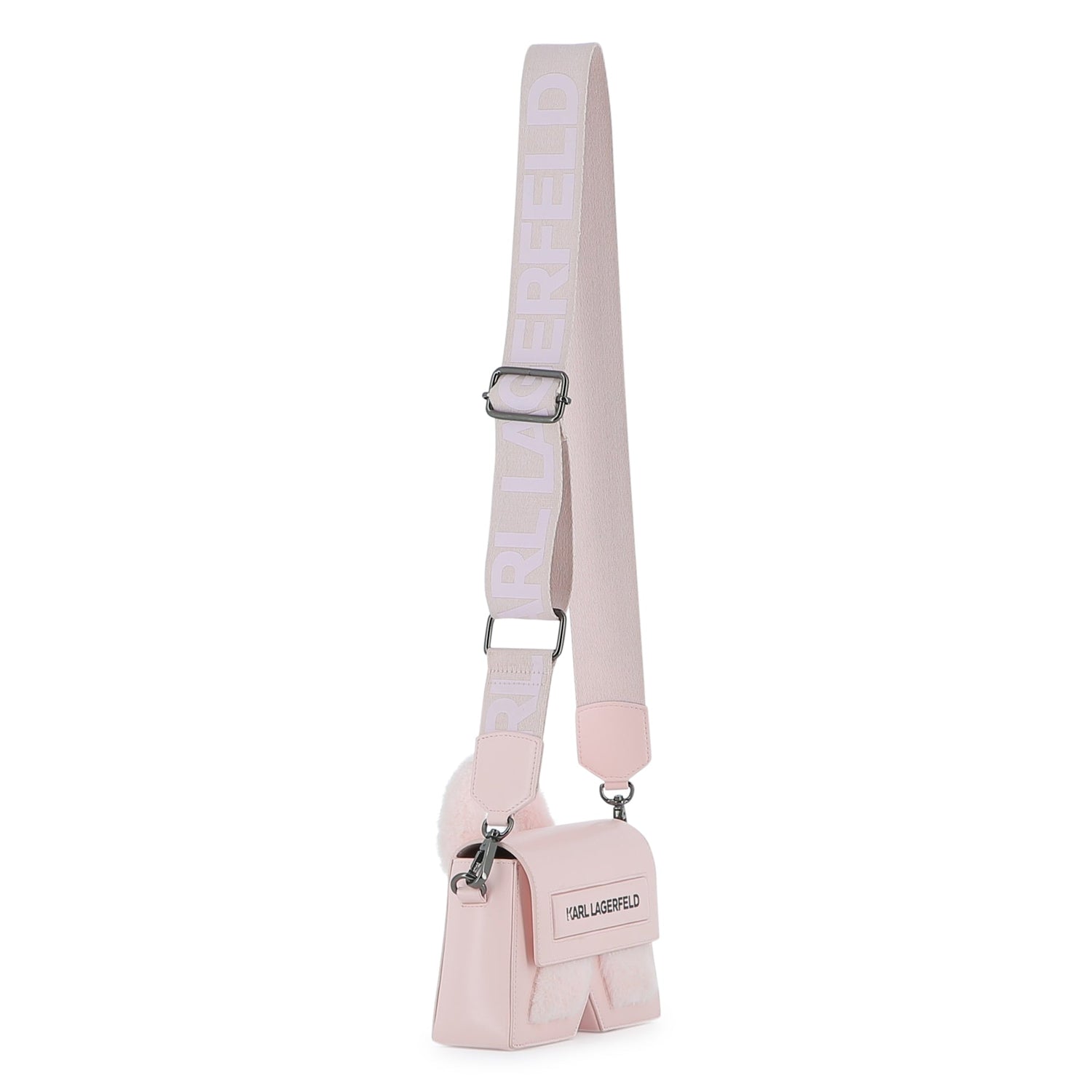 Mini Crossbody Bag with Faux Fur Detail, Light Pink Karl Lagerfeld Kids