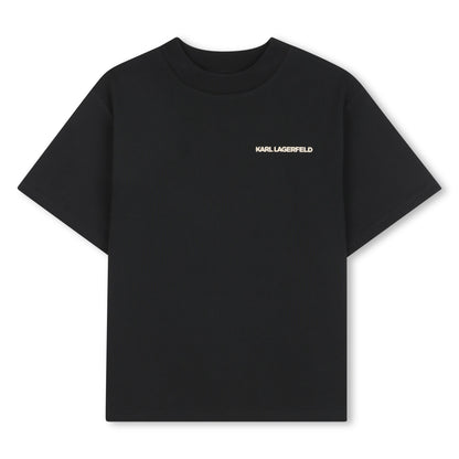 Black Short Sleeve T-Shirt with Karl Lagerfeld Graphic Back Print Karl Lagerfeld Kids