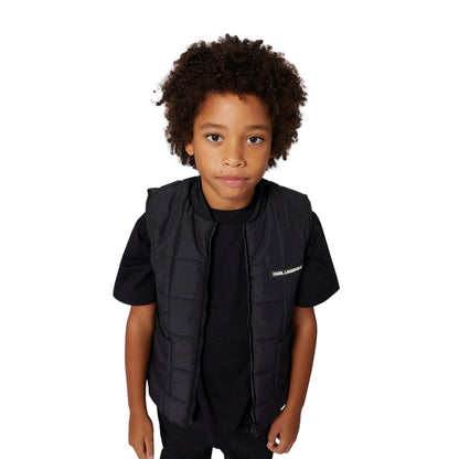 Black Short Sleeve T-Shirt with Karl Lagerfeld Graphic Back Print Karl Lagerfeld Kids
