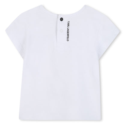 Cardigan, T-Shirt &amp; Shorts 3-Piece Set in Black and White Karl Lagerfeld Kids