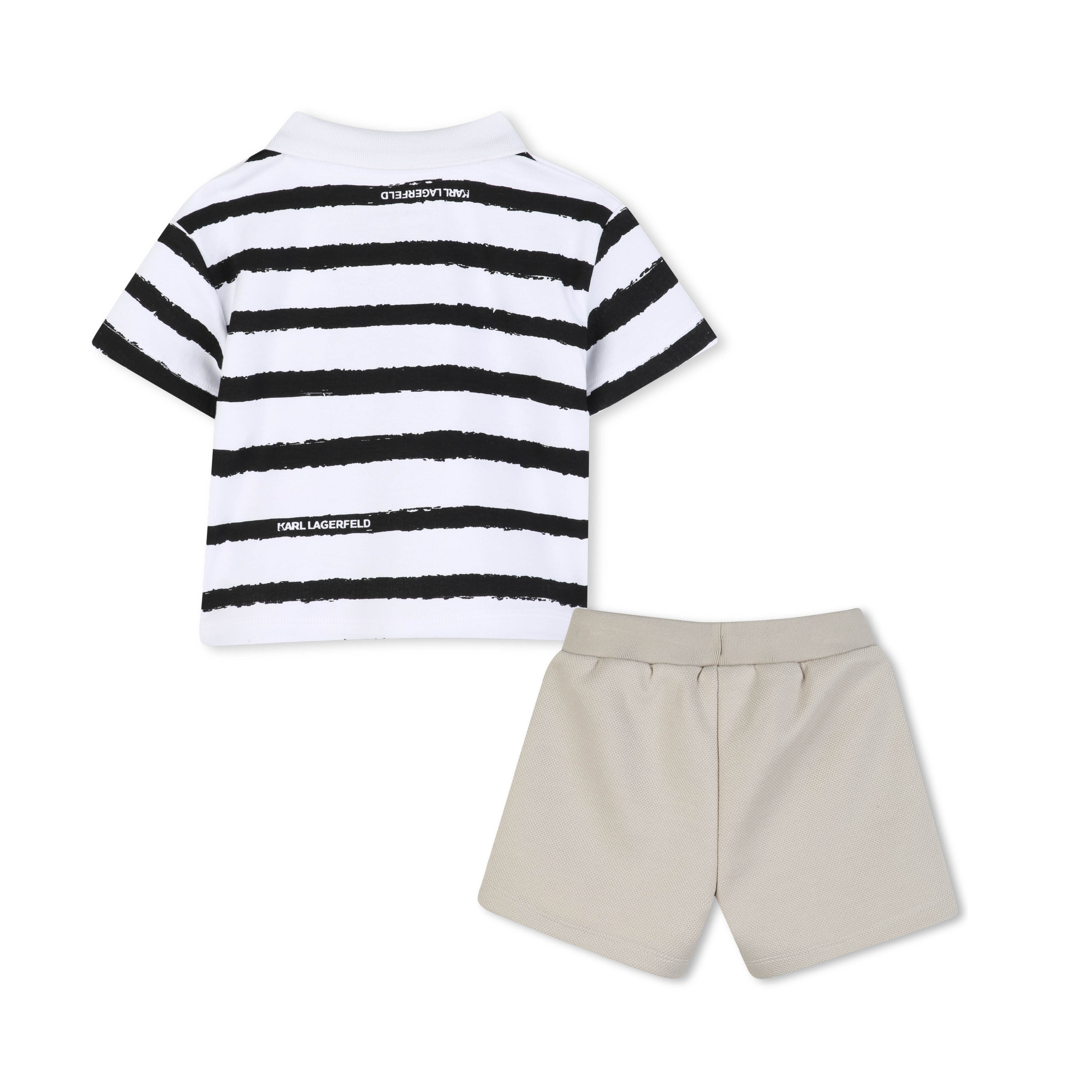 Polo Shirt &amp; Shorts Set in White and Black Karl Lagerfeld Kids