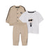 Cardigan, T-Shirt & Trousers Set in Beige Karl Lagerfeld Kids