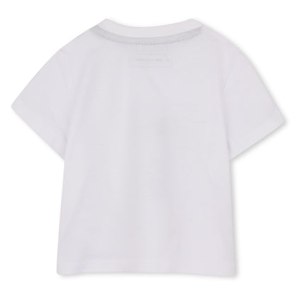 Cardigan, T-Shirt &amp; Trousers Set in Beige Karl Lagerfeld Kids