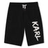 Cotton Blend Bermuda Shorts With Logo Print, Black Karl Lagerfeld Kids