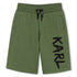 Cotton Blend Bermuda Shorts With Logo Print, Khaki Green Karl Lagerfeld Kids
