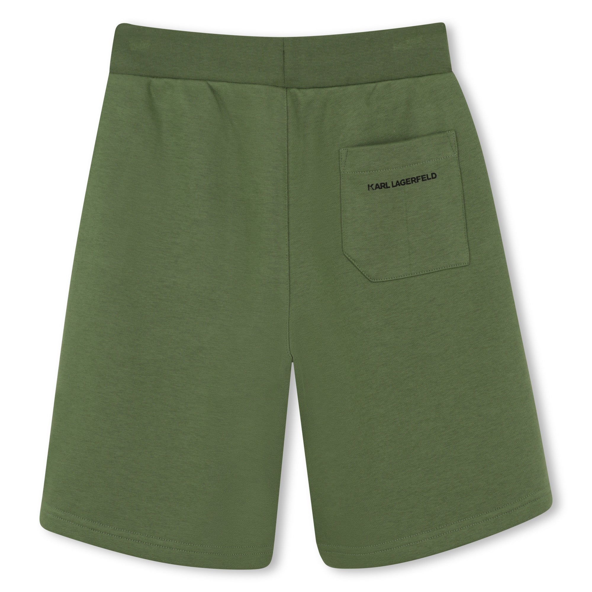 Cotton Blend Bermuda Shorts With Logo Print, Khaki Green Karl Lagerfeld Kids