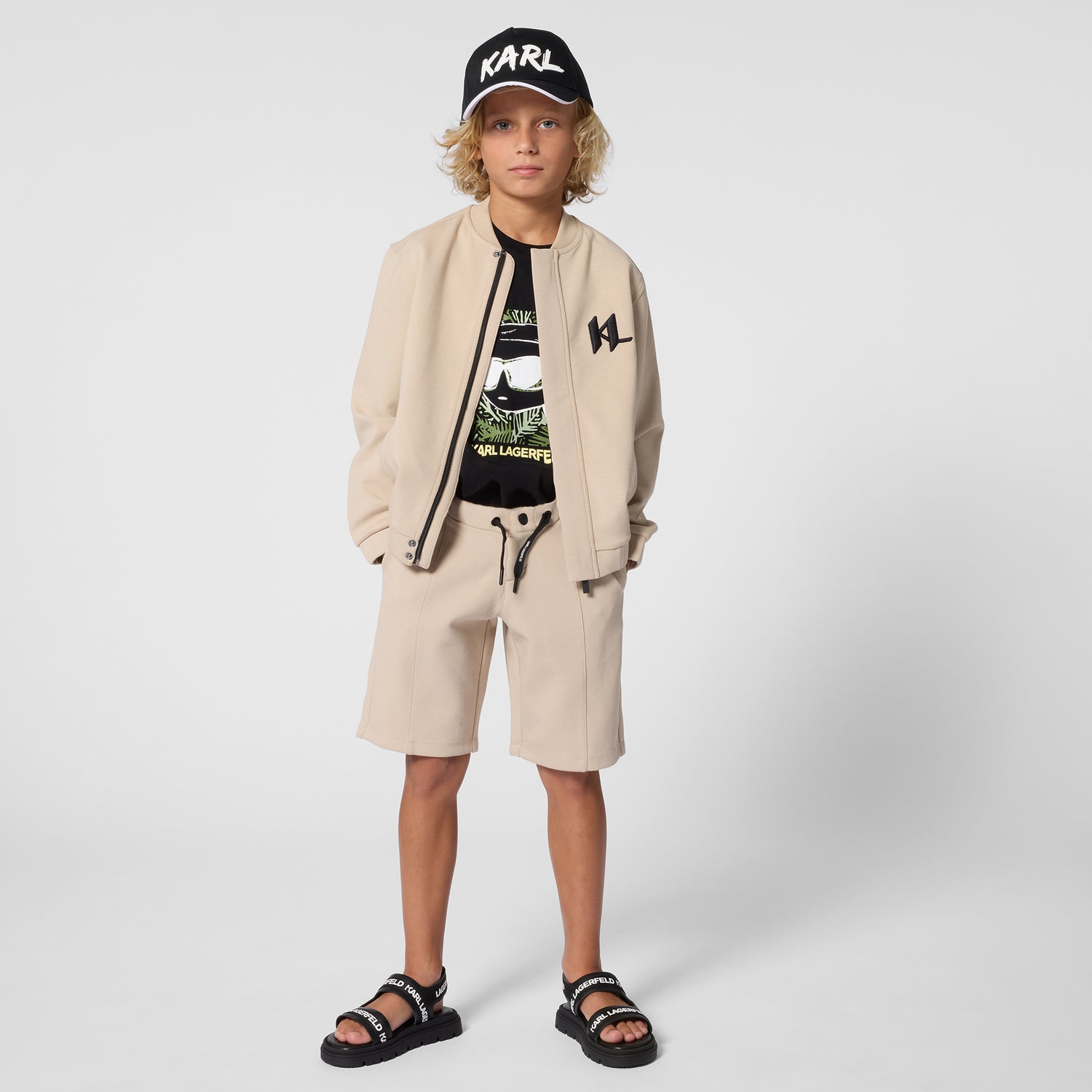 Bermuda Shorts in Beige Double Jersey Karl Lagerfeld Kids