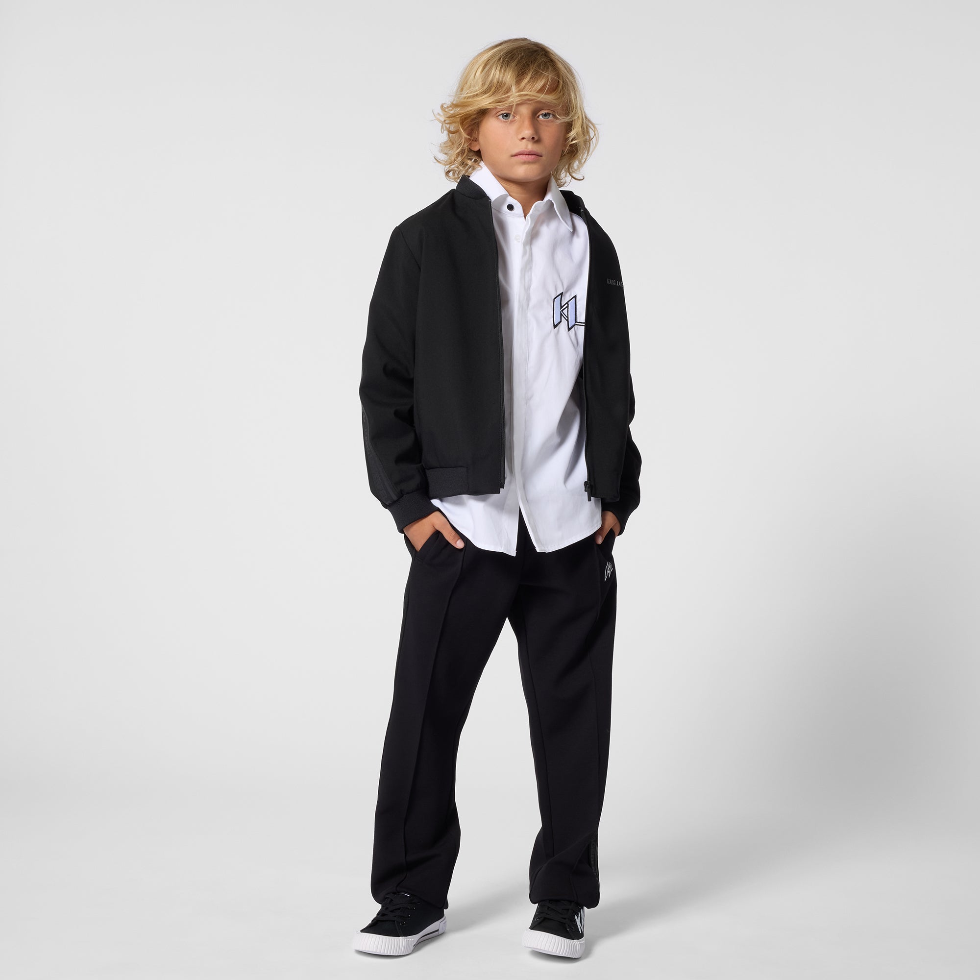 Cardigan in Black Double Jersey Karl Lagerfeld Kids