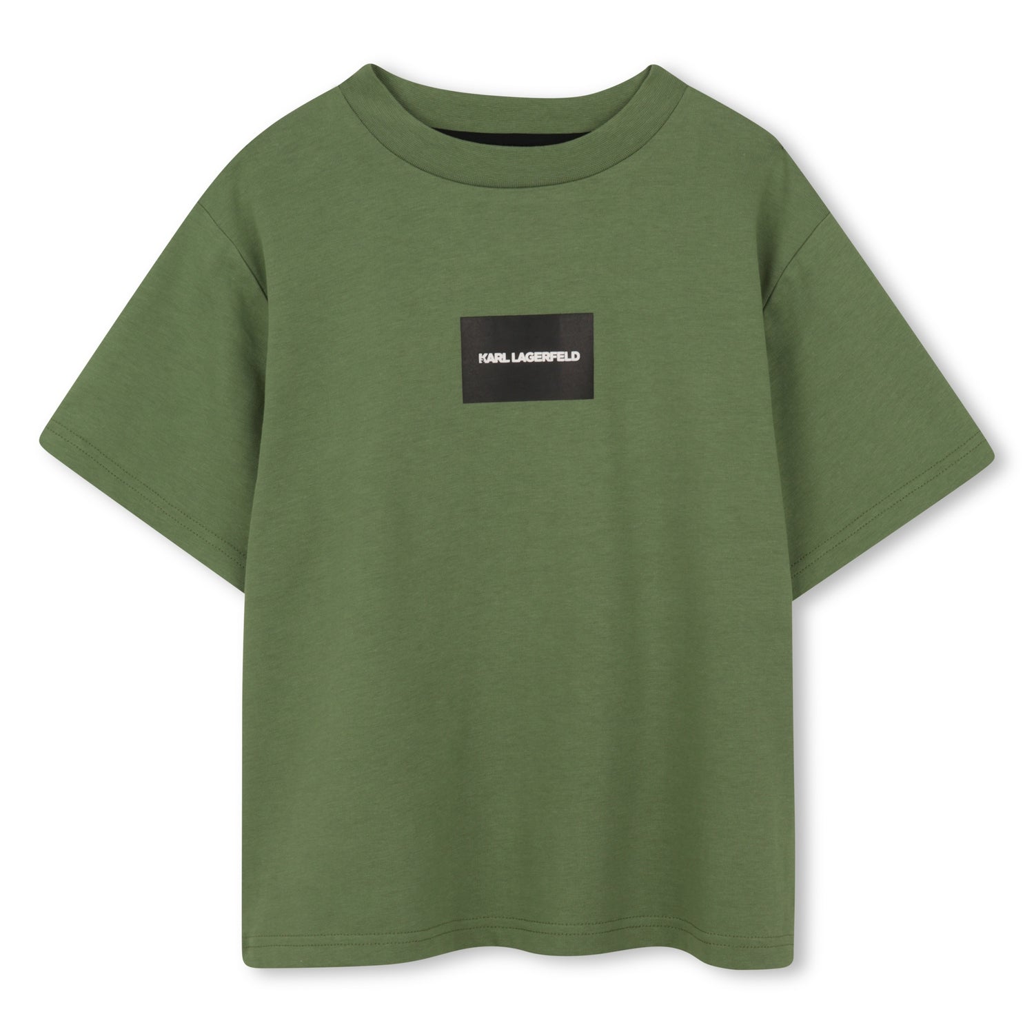 Heavy Cotton Jersey T Shirt With Raised Print, Khaki Green Karl Lagerfeld Kids