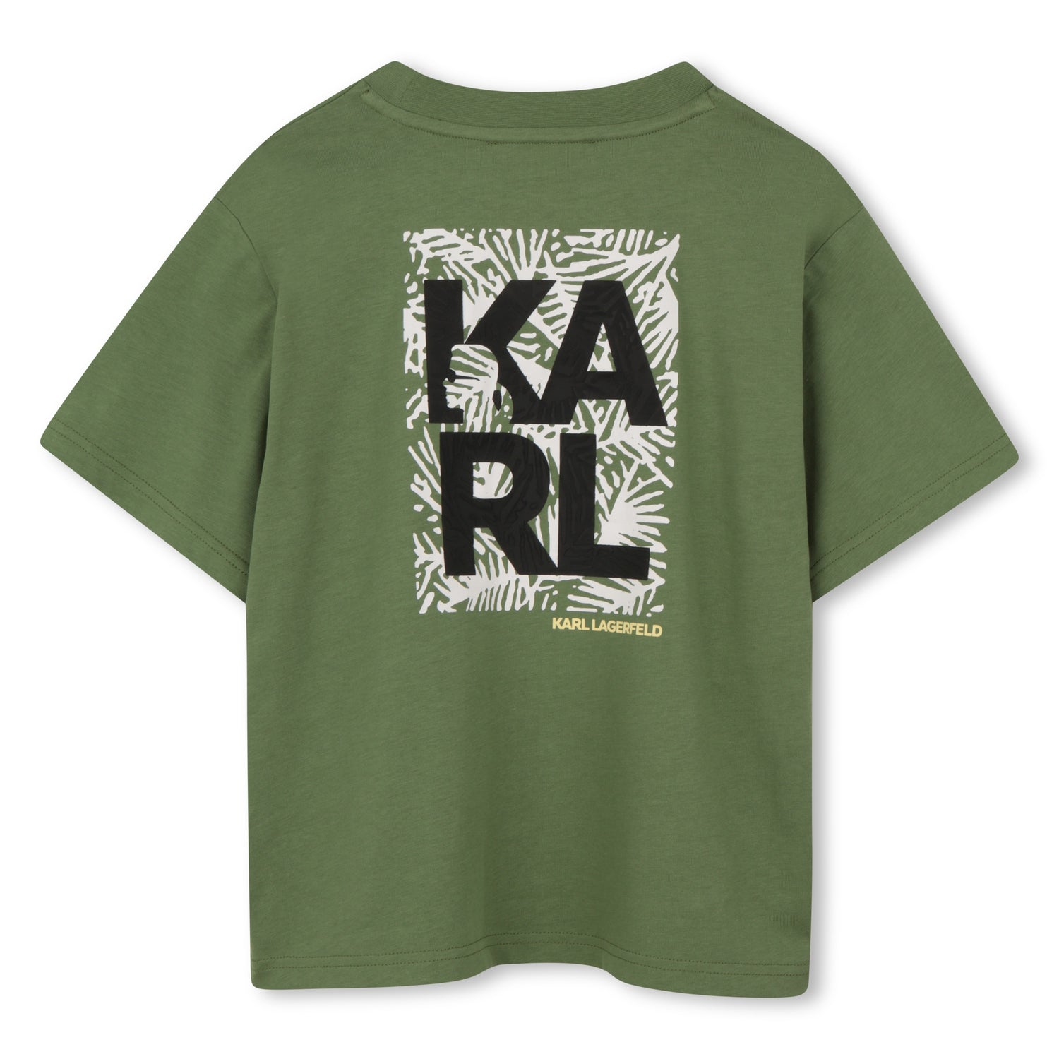 Heavy Cotton Jersey T Shirt With Raised Print, Khaki Green Karl Lagerfeld Kids