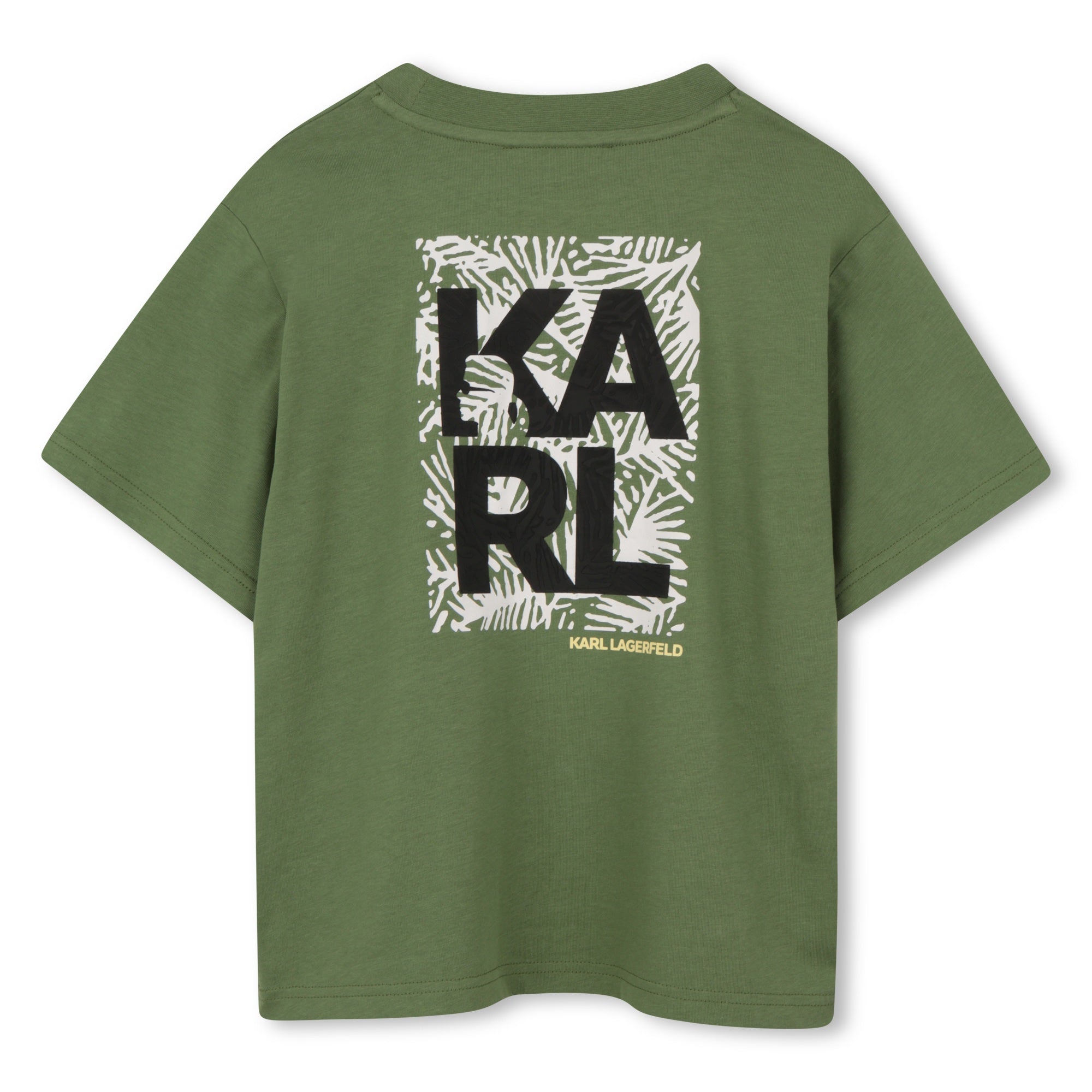 Heavy Cotton Jersey T Shirt With Raised Print, Khaki Green Karl Lagerfeld Kids