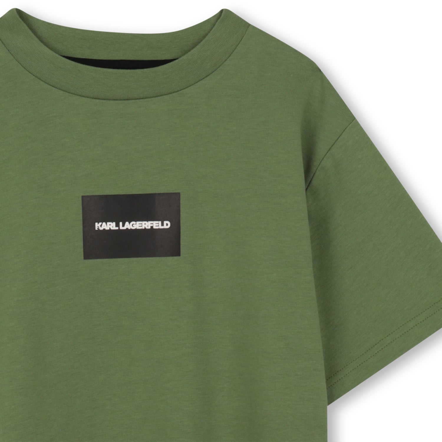 Heavy Cotton Jersey T Shirt With Raised Print, Khaki Green Karl Lagerfeld Kids