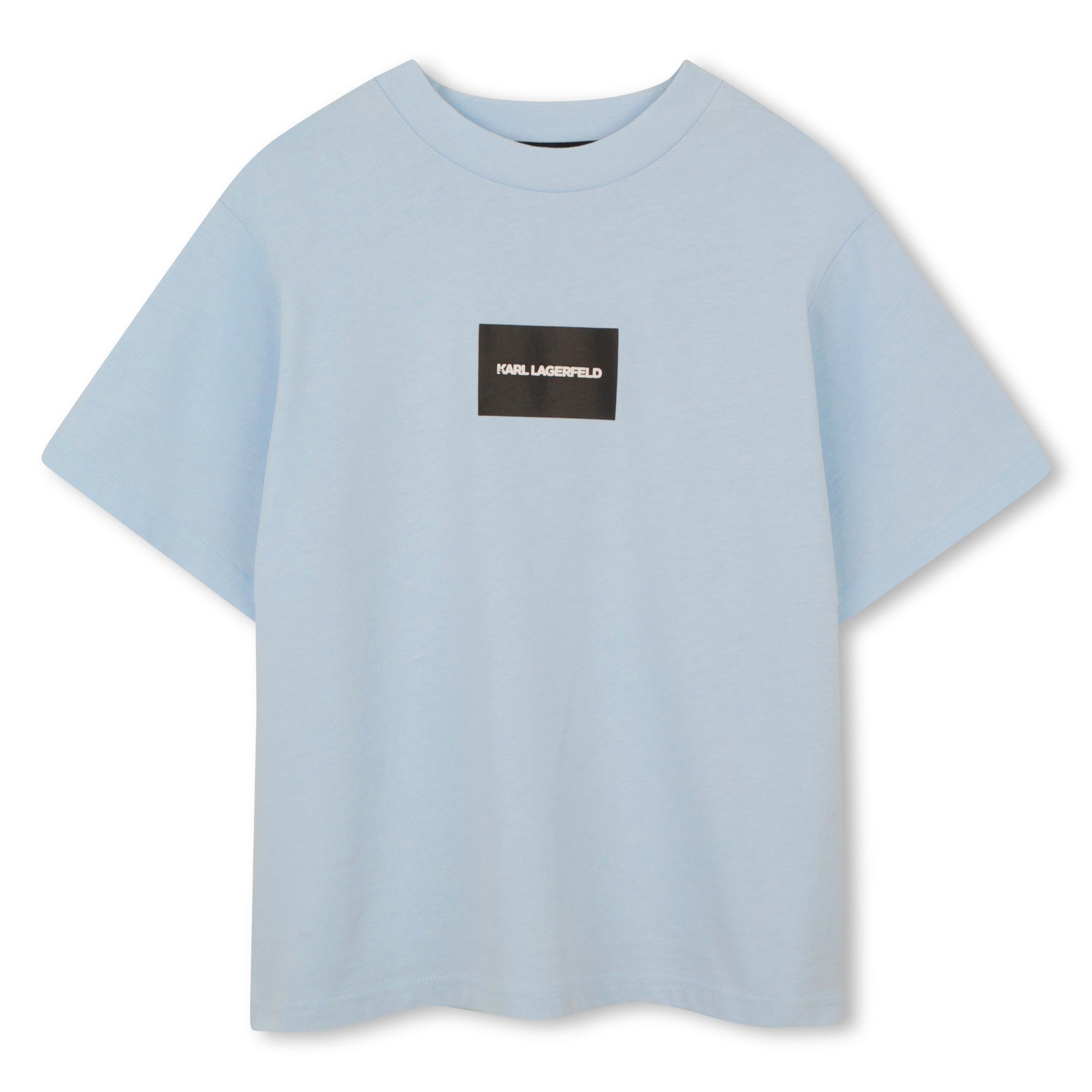 Heavy Cotton Jersey T Shirt With Raised Print, Light Blue Karl Lagerfeld Kids
