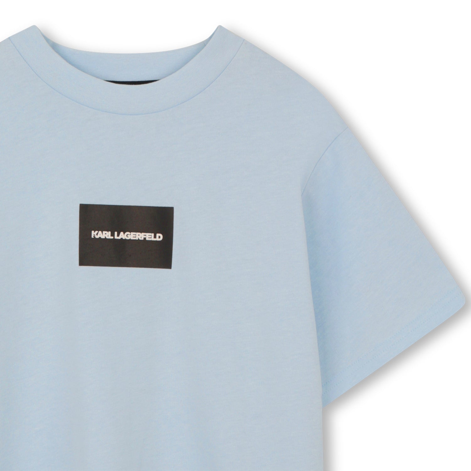 Heavy Cotton Jersey T Shirt With Raised Print, Light Blue Karl Lagerfeld Kids