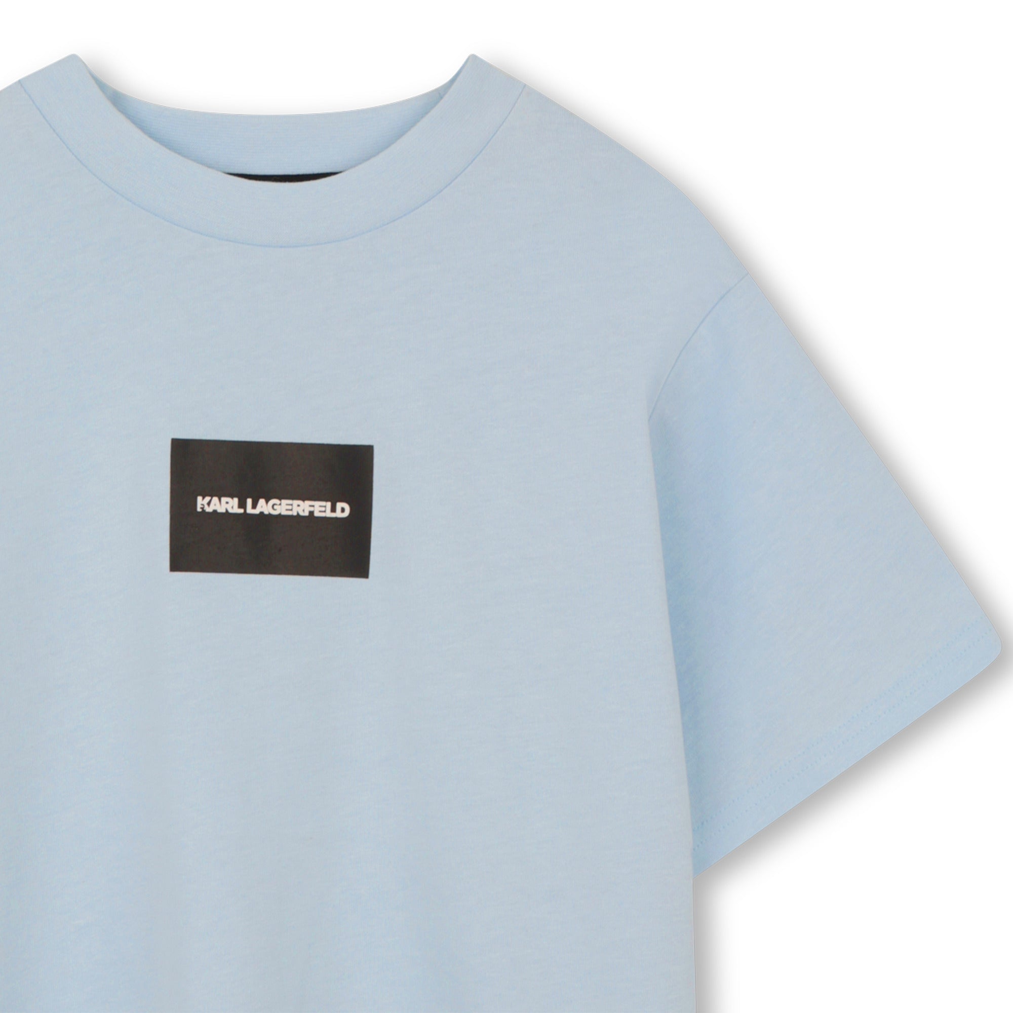 Heavy Cotton Jersey T Shirt With Raised Print, Light Blue Karl Lagerfeld Kids