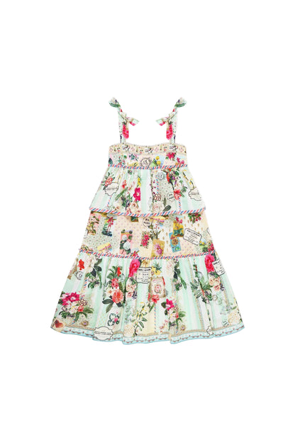 La Belle Botanique Kids Tiered Maxi Dress with Bow Straps