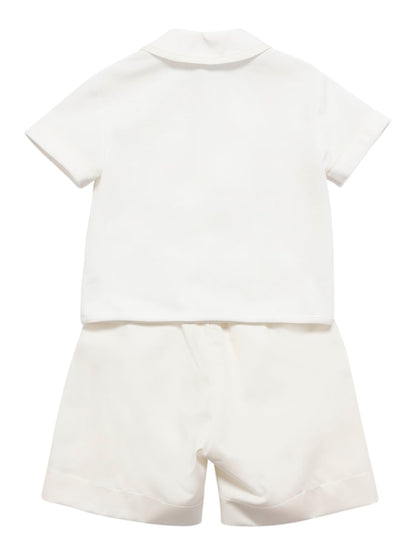 Ivory Shorts Set With Bow Tie Monnalisa