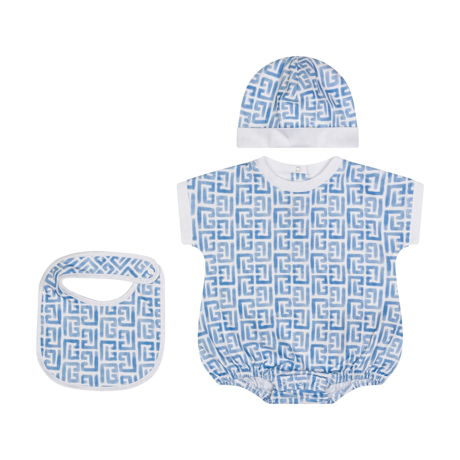 Balmain Unisex Maternity Set in White &amp; Light Blue Balmain