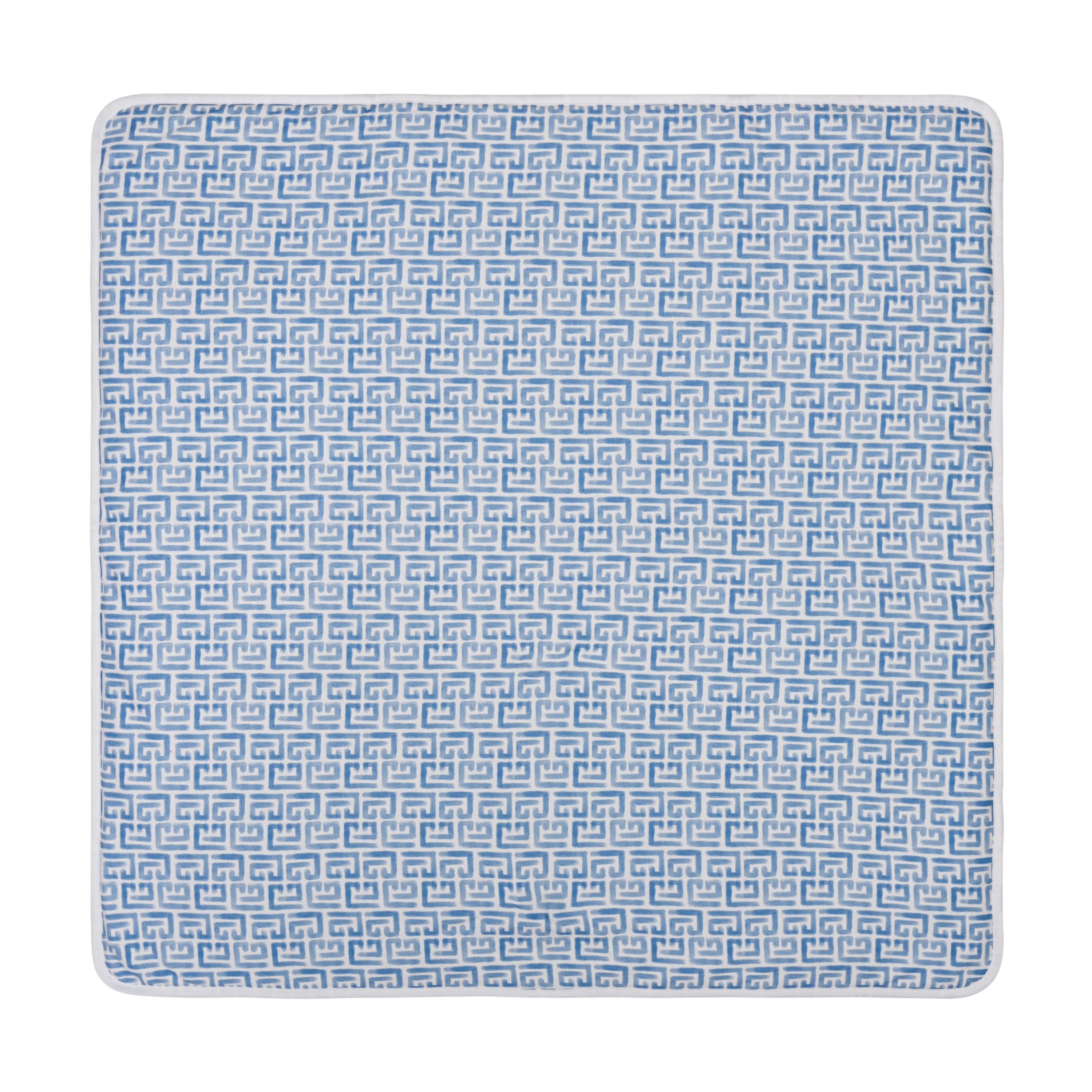 Balmain Baby Jersey Blanket in White &amp; Light Blue Balmain