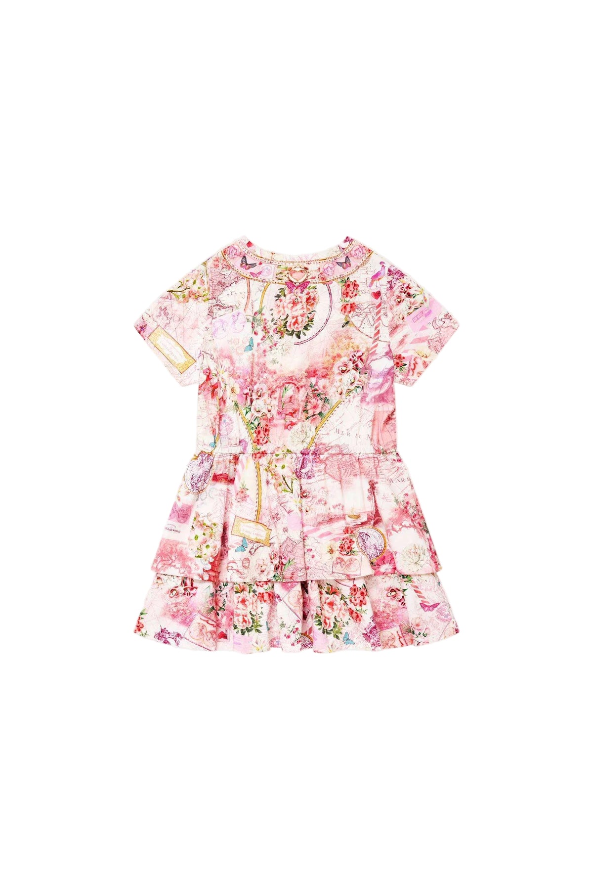 Journal De Voyage Kids Tee Mini Dress with Layered Skirt