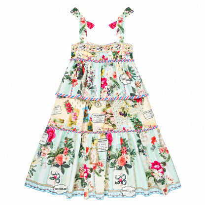 La Belle Botanique Kids Tiered Maxi Dress with Bow Straps