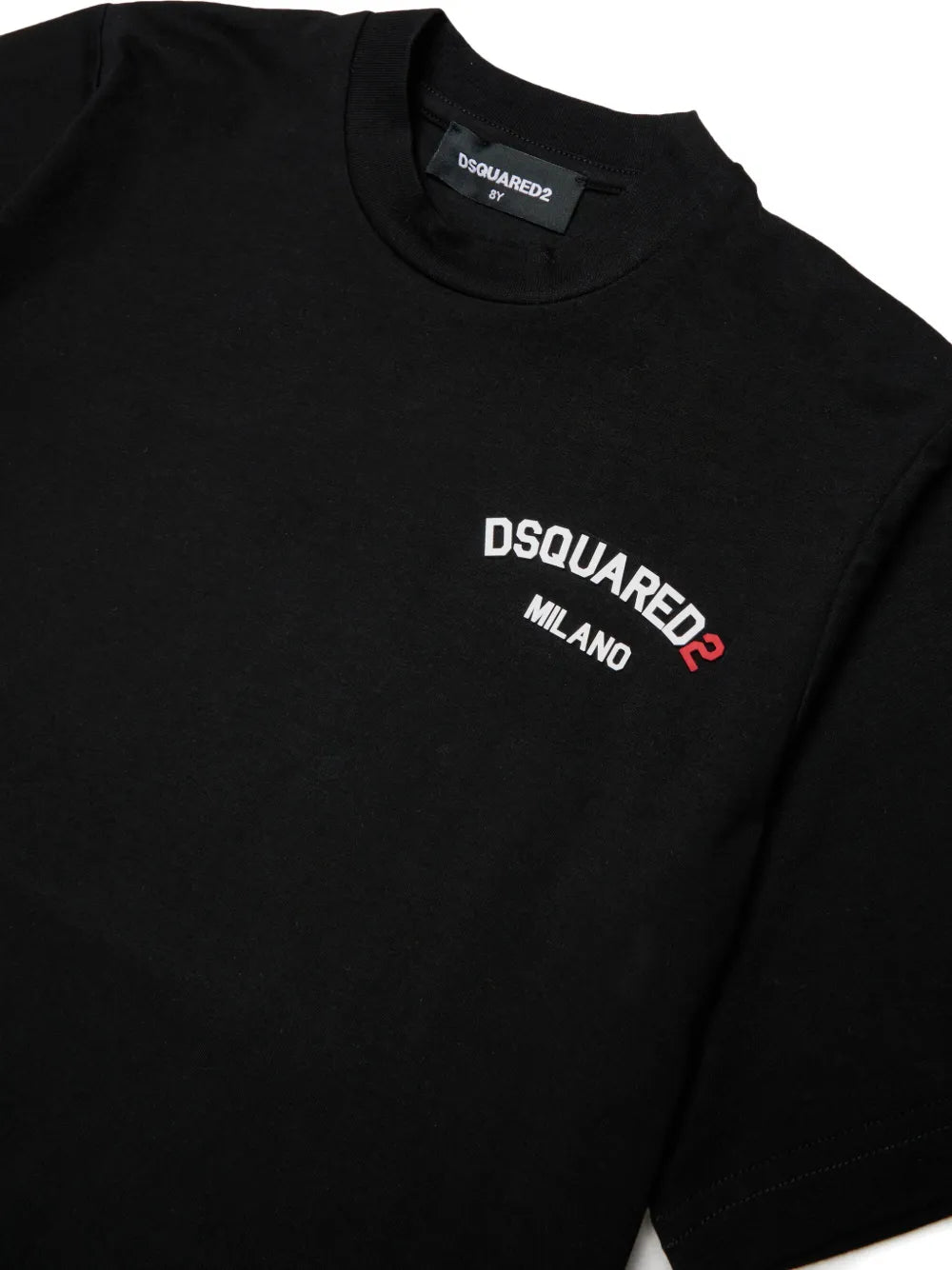Black Slouch Fit Cotton T-Shirt for Kids Dsquared Kid