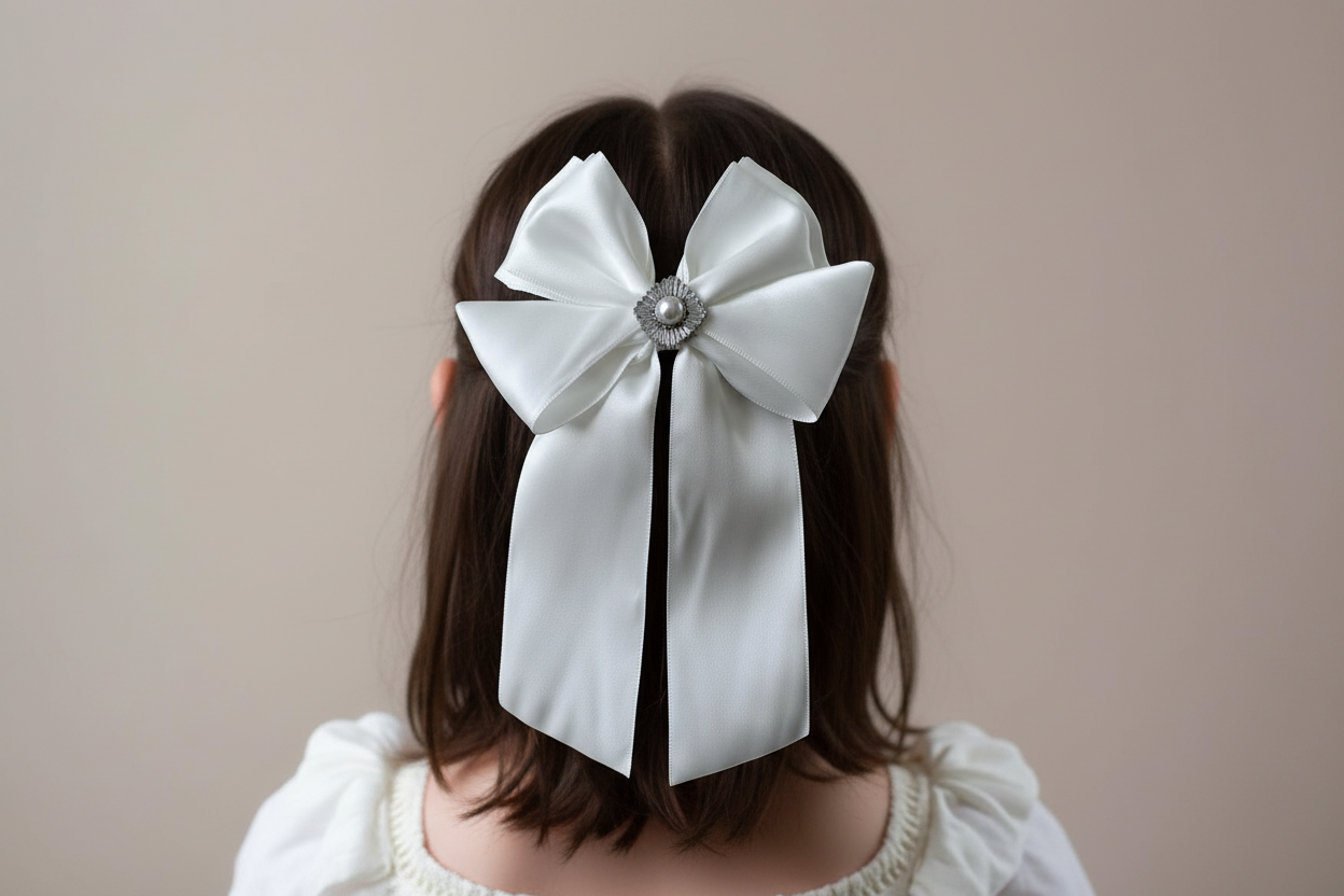 Lilibet Bow Diamanté and Pearl Child by petalsINK