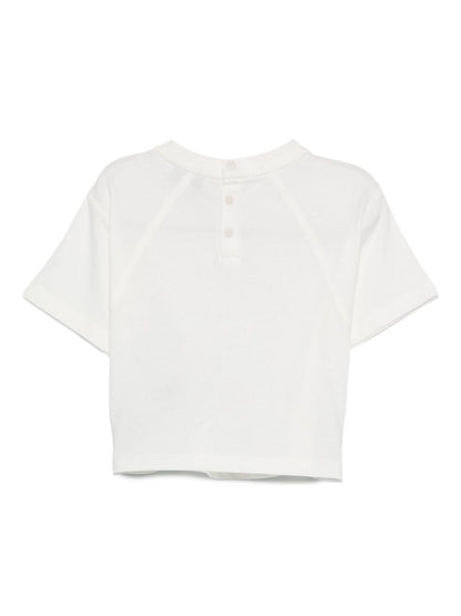 White Cotton Short Sleeve T-Shirt with Logo and Snap Closure Emporio Armani