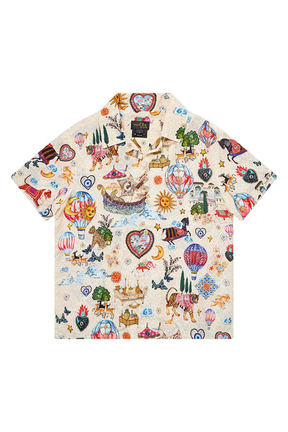 Kapadokya Kitsch Boys Short Sleeve Camp Collared Shirt Camilla